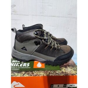 Mens Boots Ozark Trail Mid Top Waterproof Leather Hiker Hiking Brown Size 6